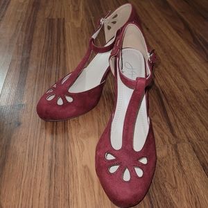 J. Adams burgundy Mary Jane heels